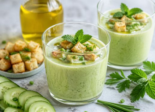 Gaspacho de concombre aux herbes fraîches