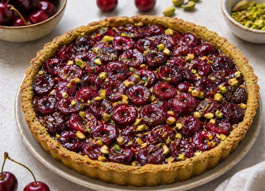 Tarte aux cerises (pâte à la pistache)